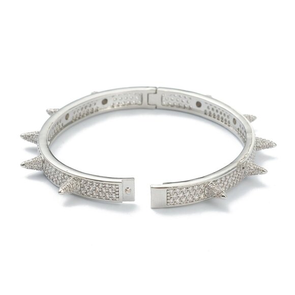 Quality Pave Spiked Blinged out Princess Punk bangle bracelet Hinge - Picture 4 of 4